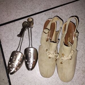 Beige Suede Slingback Shoes with Shoe Trees